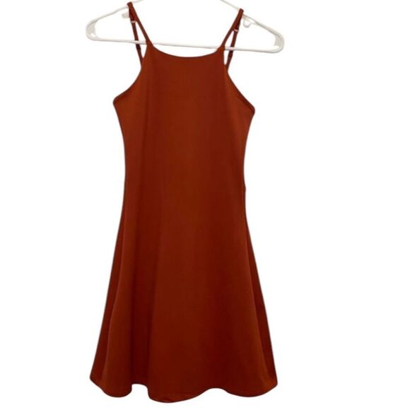 Girlfriend Collective Naomi Lined Mini Workout Dress in Lava Red L - Picture 2 of 6